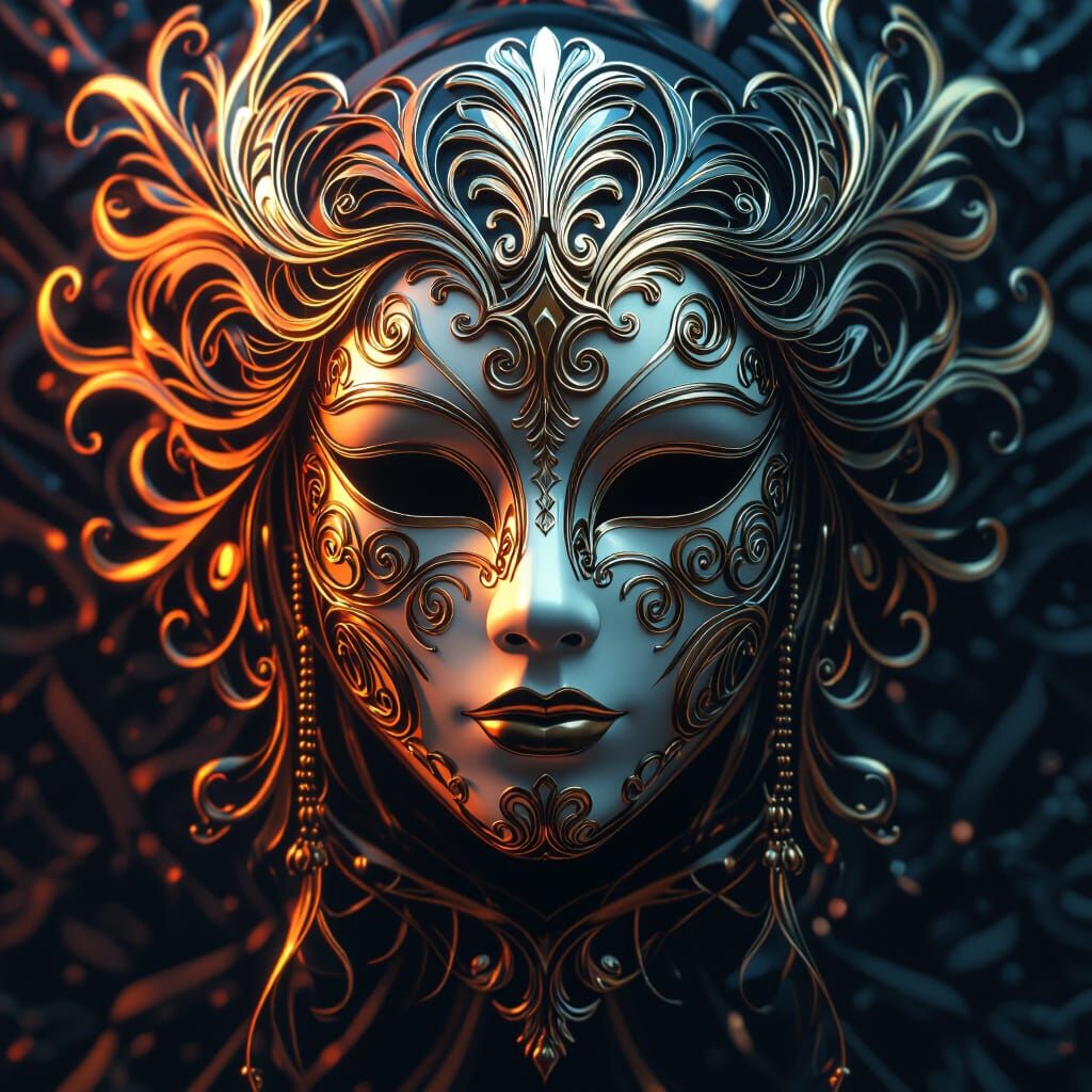 Intricate Music Mask Concept Art with Dynamic Lighting