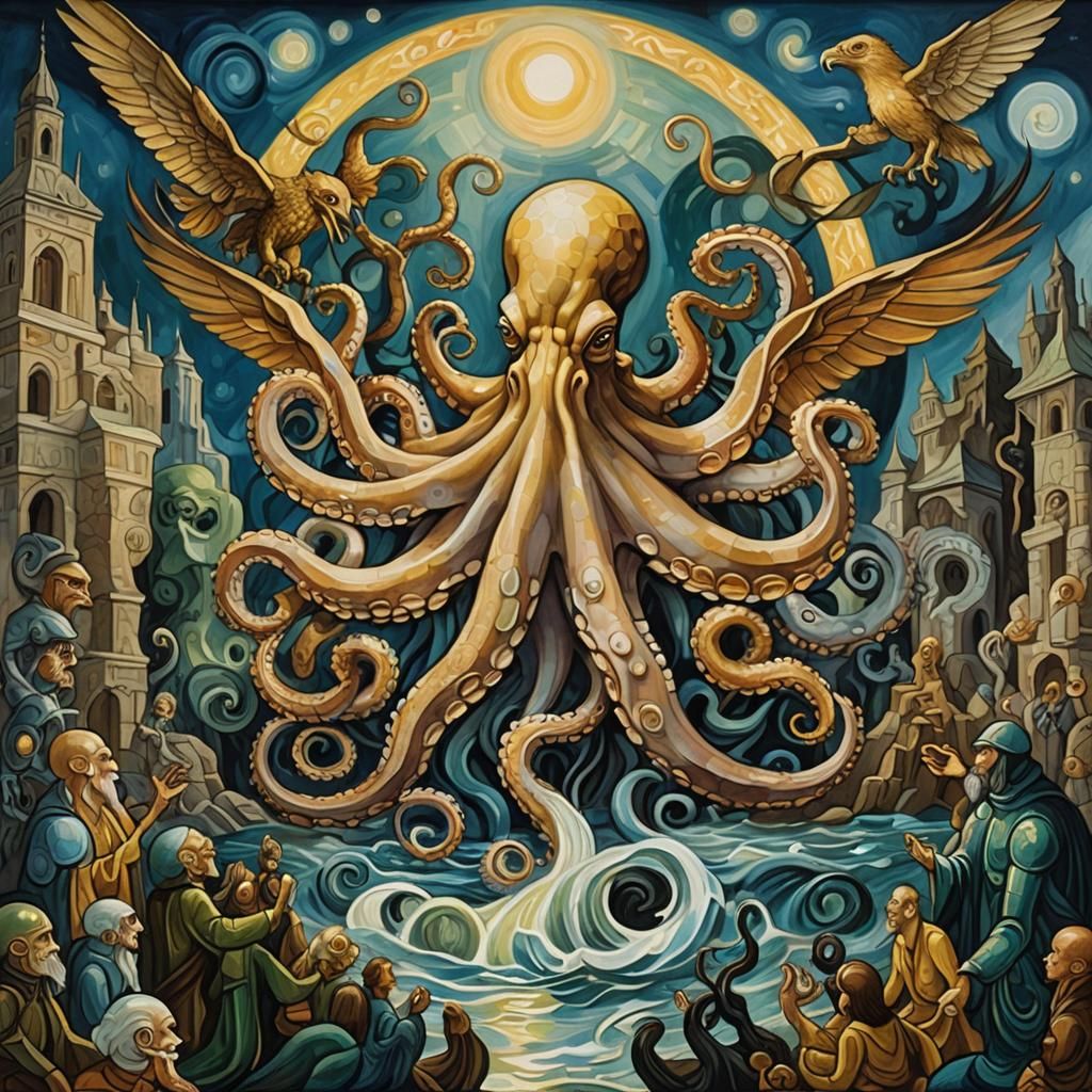 Octopus God Worshipped by Aliens in Temple