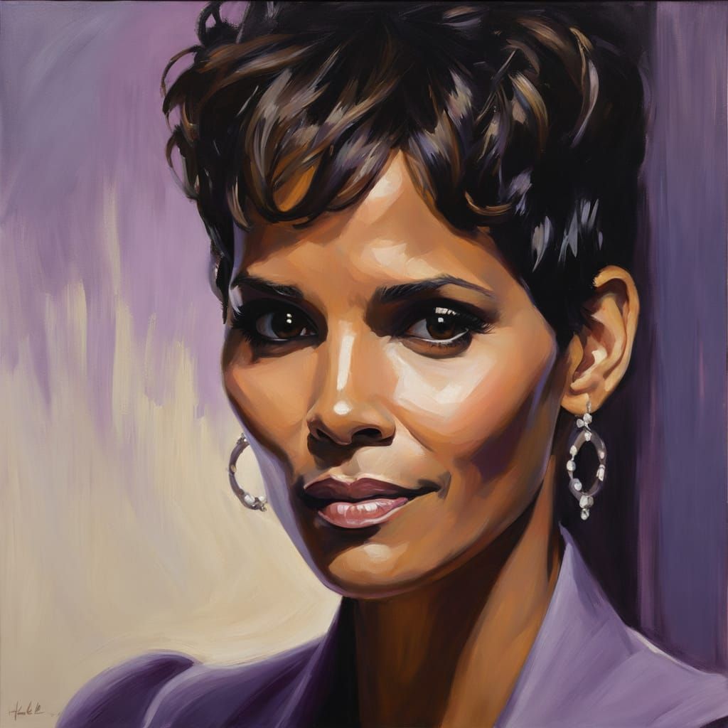 Noir Portrait of Woman in Lavender Gown