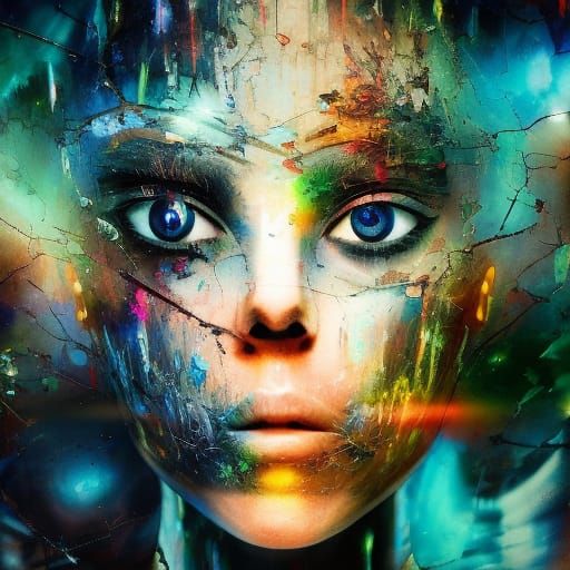 Teenagers with Holographic Friends in Dark Fantasy Style