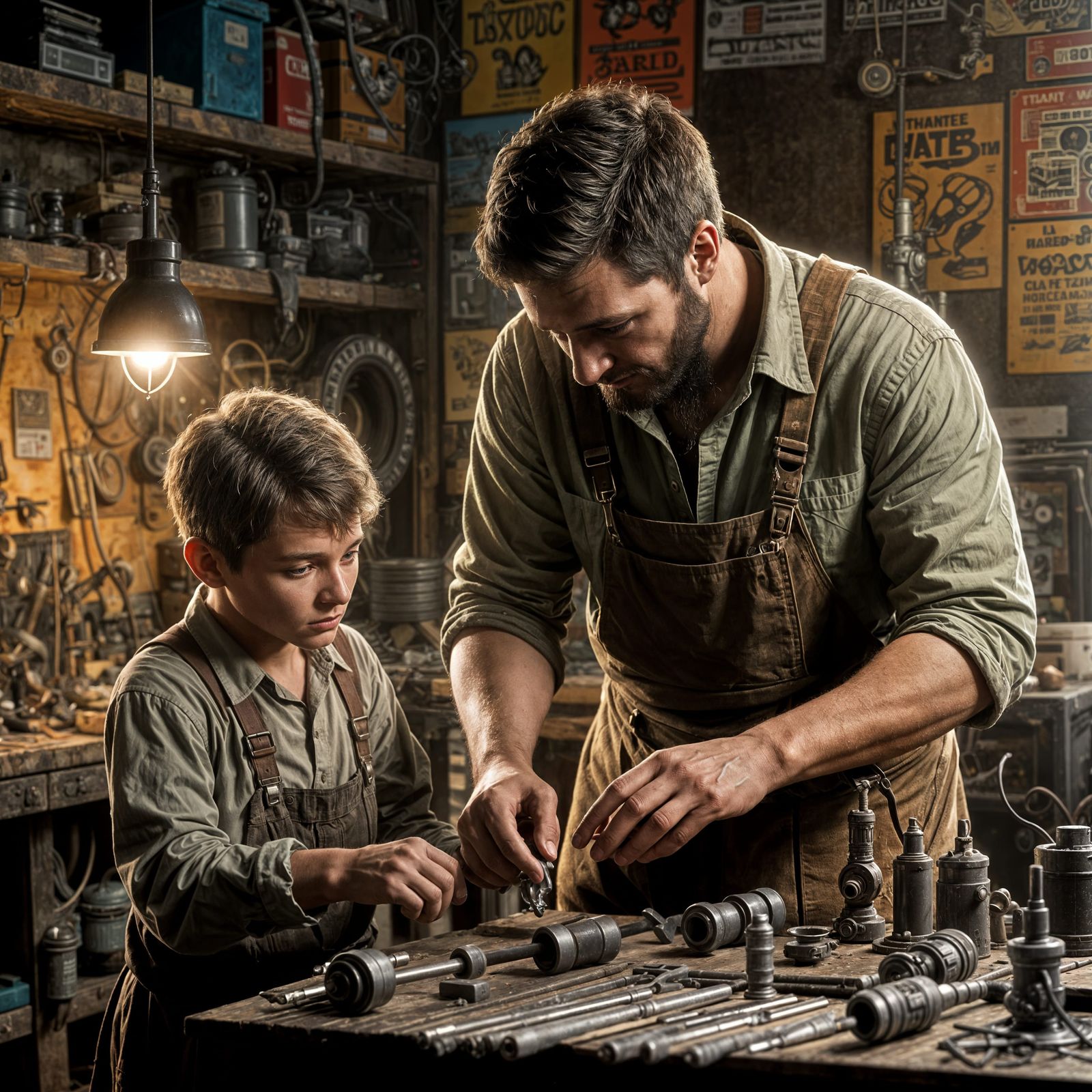 Father and Son in Workshop: Concept Art
