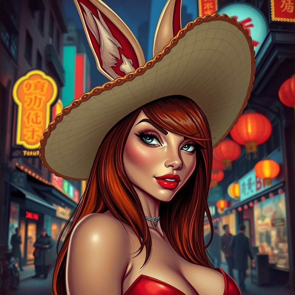 Jessica Rabbit in Chinatown, Inspired by Art Nouveau