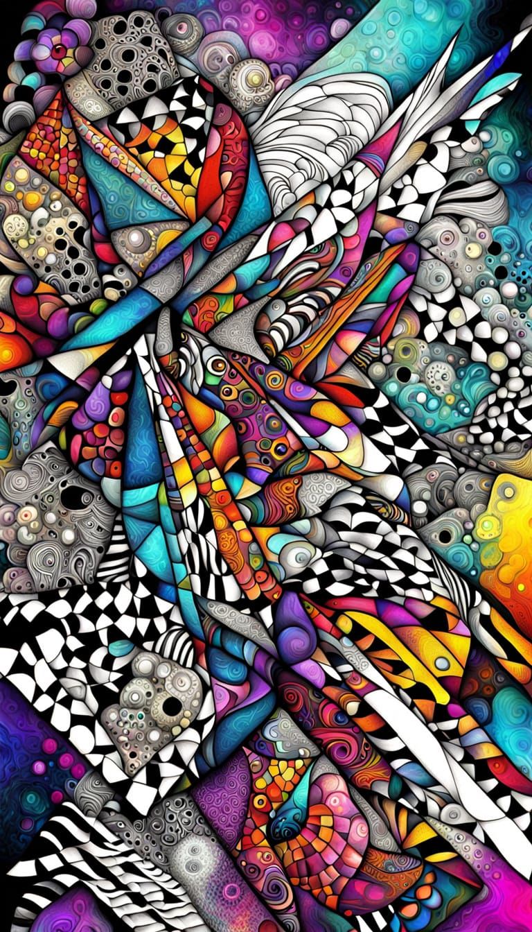 AI Birth Abstract Expressionism Geometric Shapes Digital Art