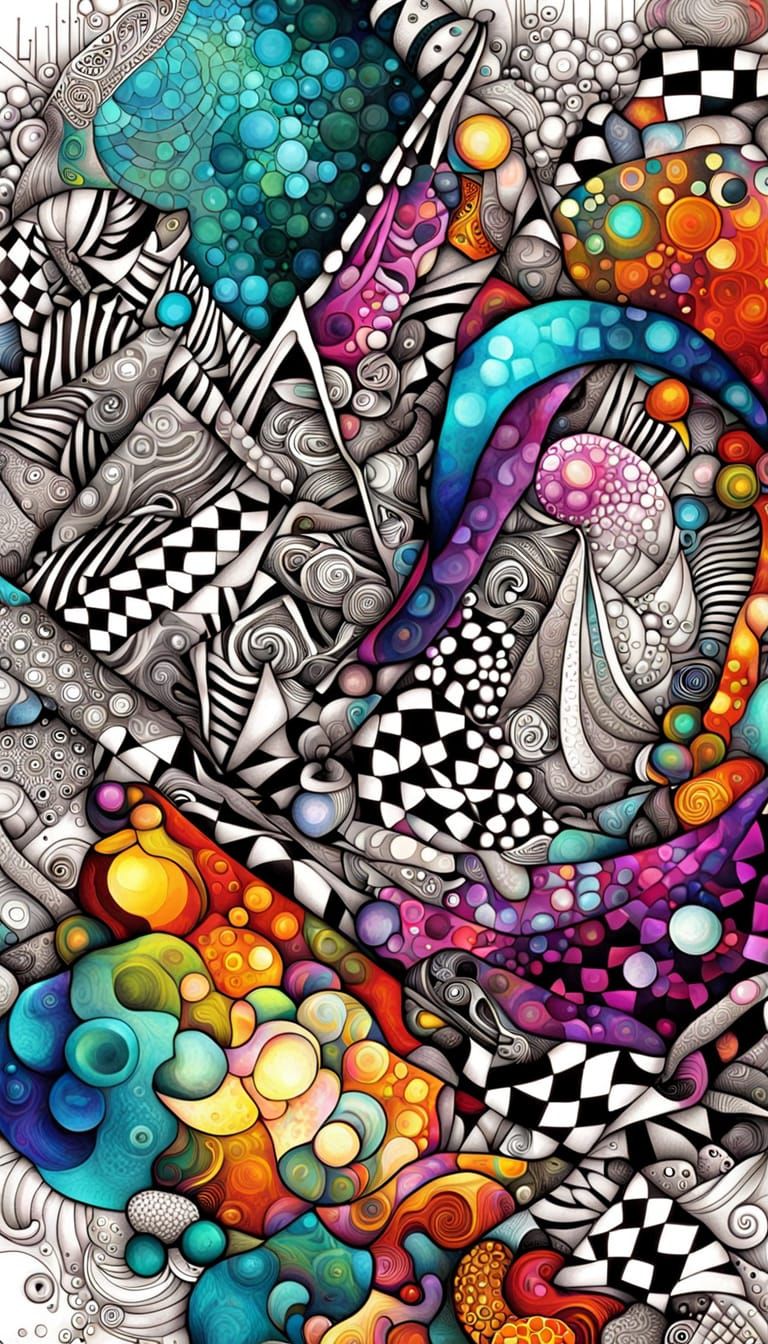 AI Birth: Geometric Shapes in Abstract Expressionism Digital...