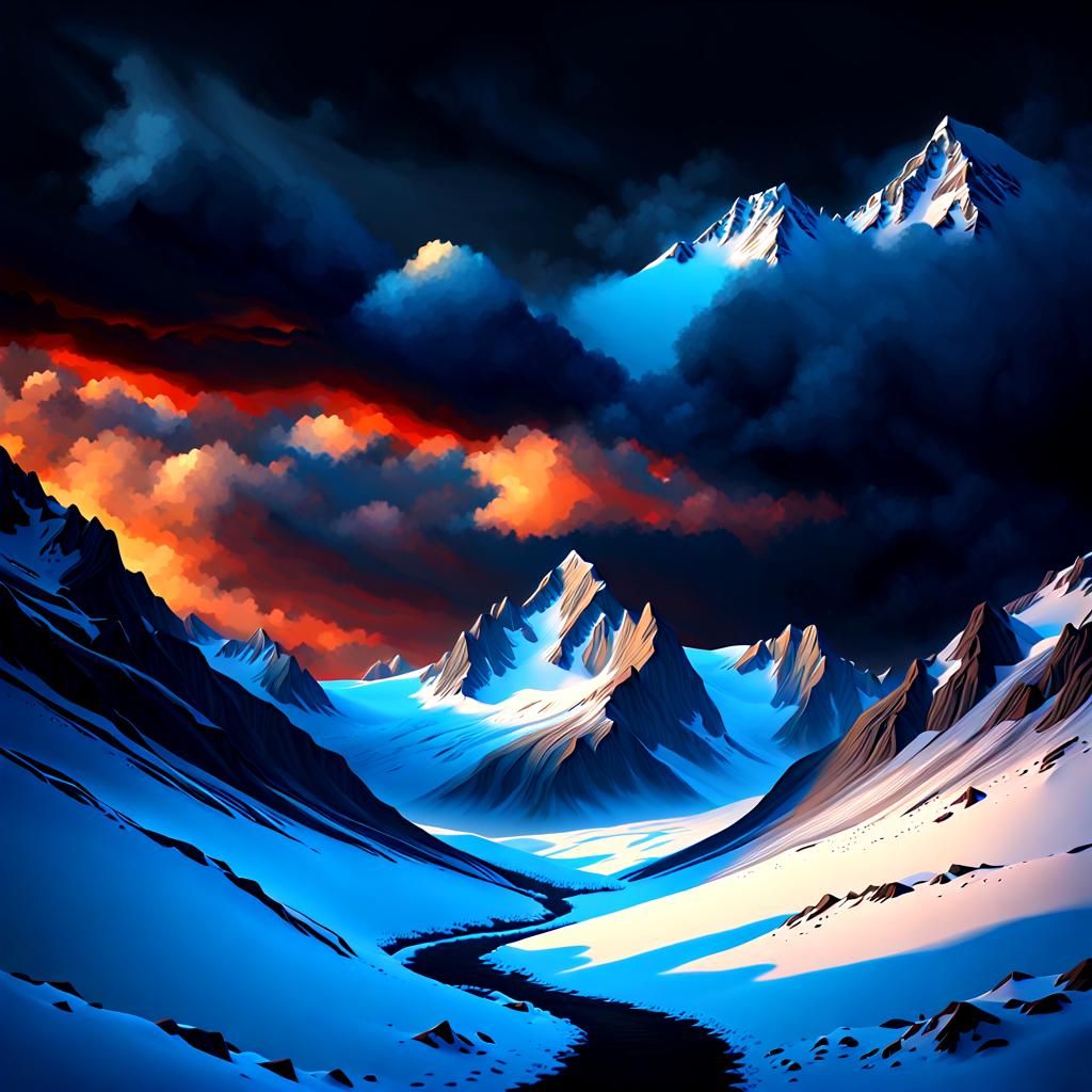 Ominous Snow Apocalypse in Twilight: Minimalist Realism