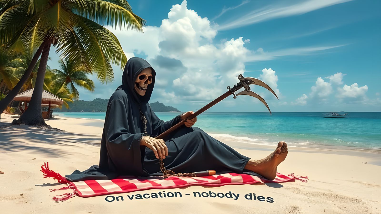 Grim Reaper's Beach Vacation in High Resolution