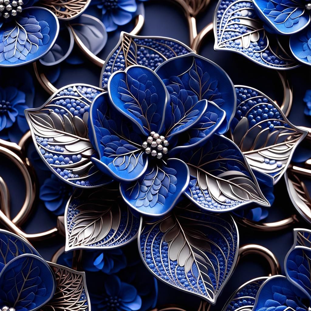 Translucent Metal Hydrangea: 3D Art in Vibrant Colors