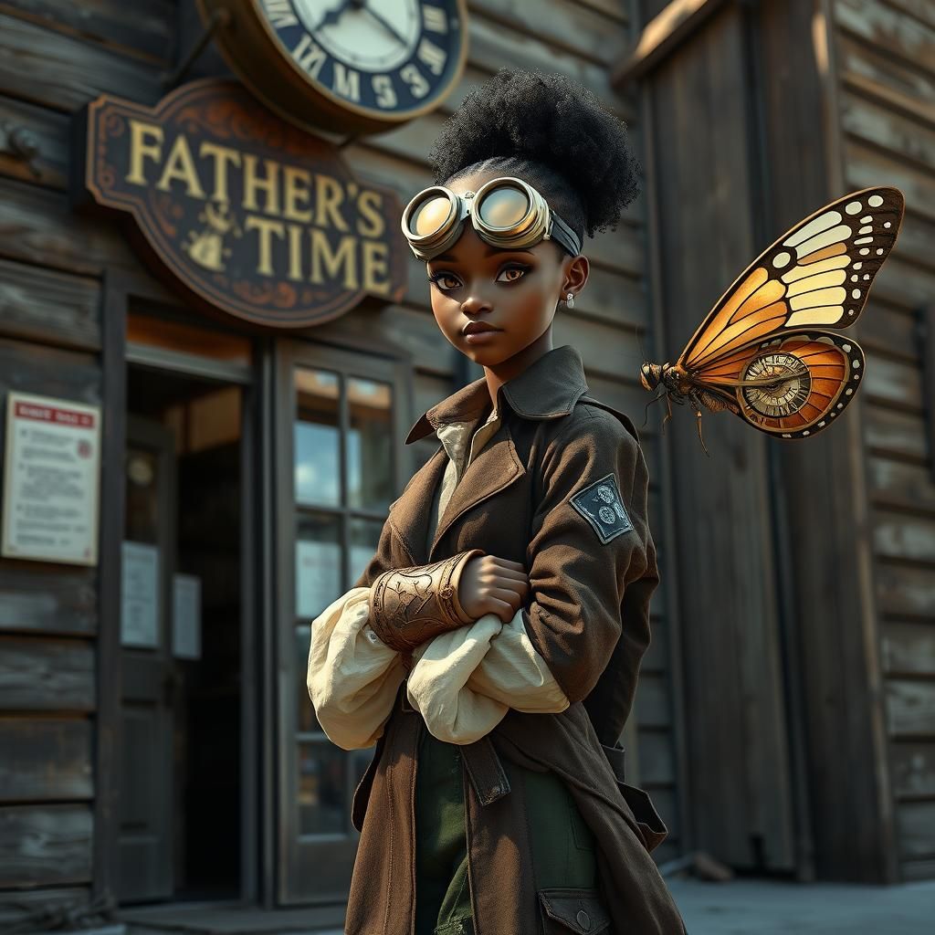 Steampunk Woman with Clockwork Butterfly