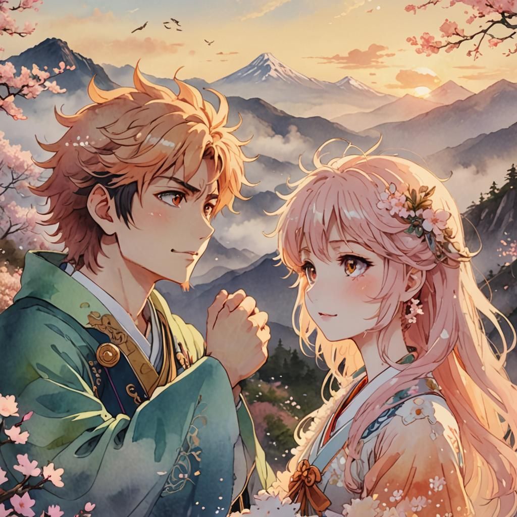 Anime Monsters Wedding on Misty Mountain Peak