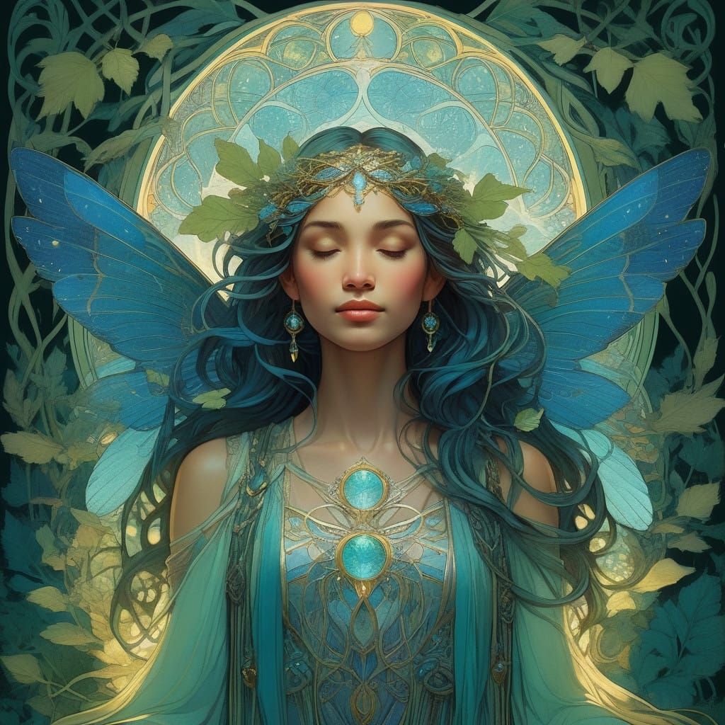 Mystical Forest Spirit Meditates in Ethereal Glow