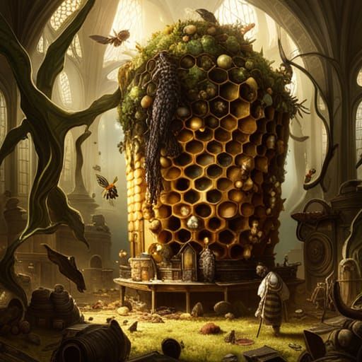 Intricate Beehive Interior in Fantasycore Style