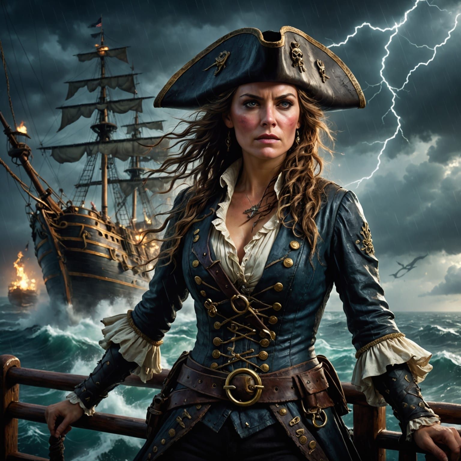 Pirate Captain in a Magical Storm: Digital Painting