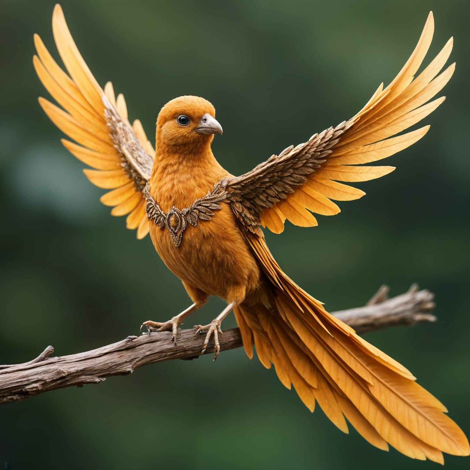 The mythical Cinnamon Bird is a creature of ethereal beauty, with golden feathers that shimmer in soft, cinnamon hues. I...