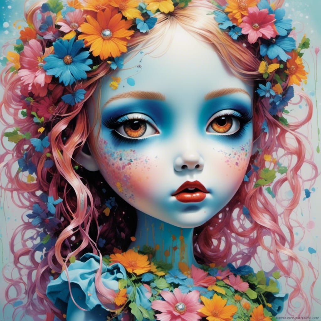 Surreal Doll Odyssey in Psychedelic Dreamscape