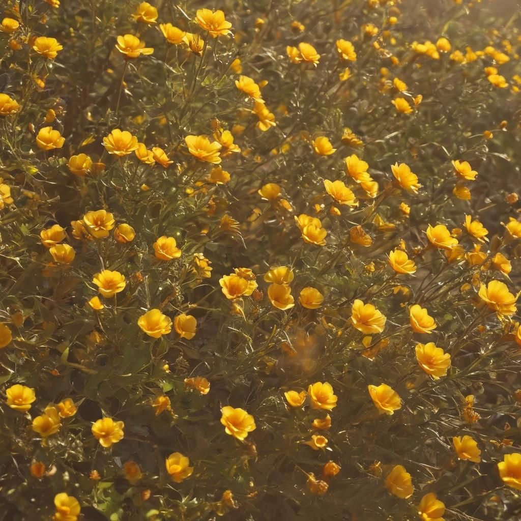 Radiant Yellow Flowers in Golden Sunlight