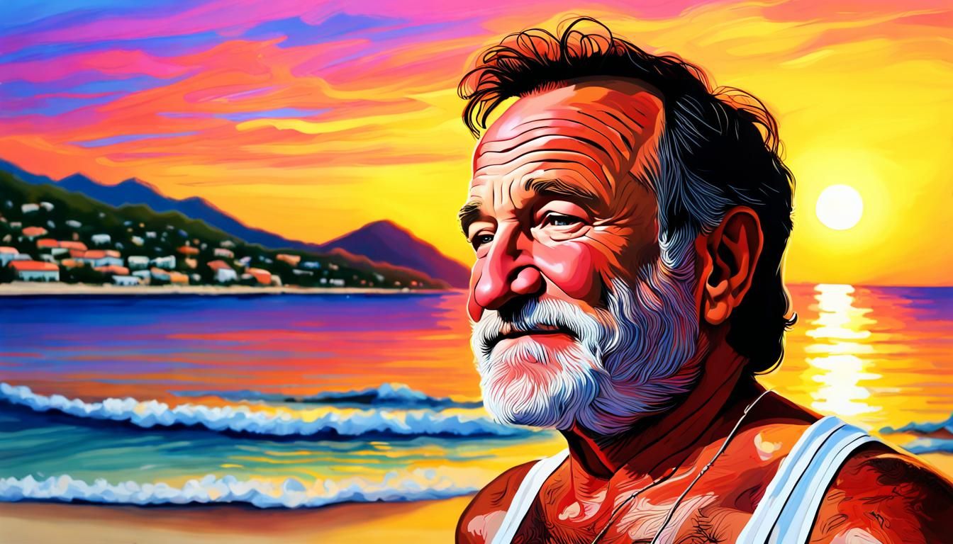 Robin Williams at Zihuatanejo bay "la ropa beach"