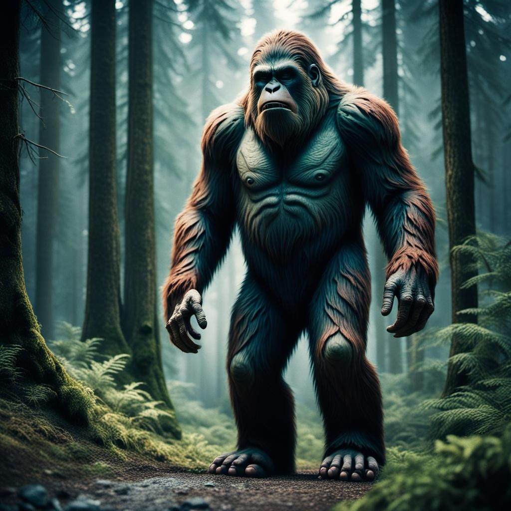 Cinematic Bigfoot Film Still: Atmospheric and Dramatic