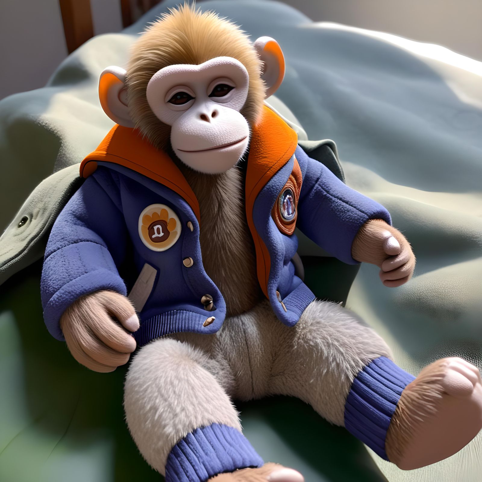 Whimsical CGI Monkey on Banana Petal