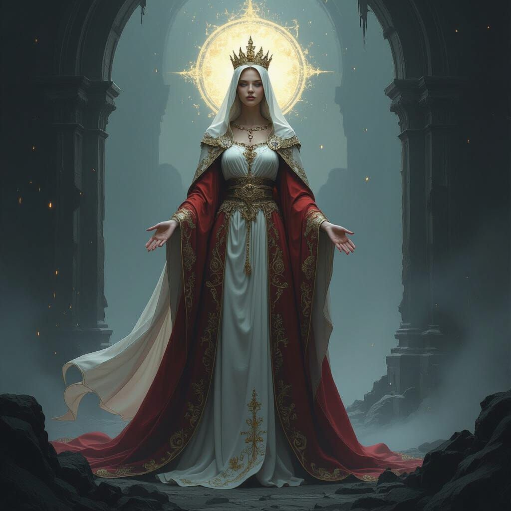 Regal Woman Symbolizing Church in Dark World