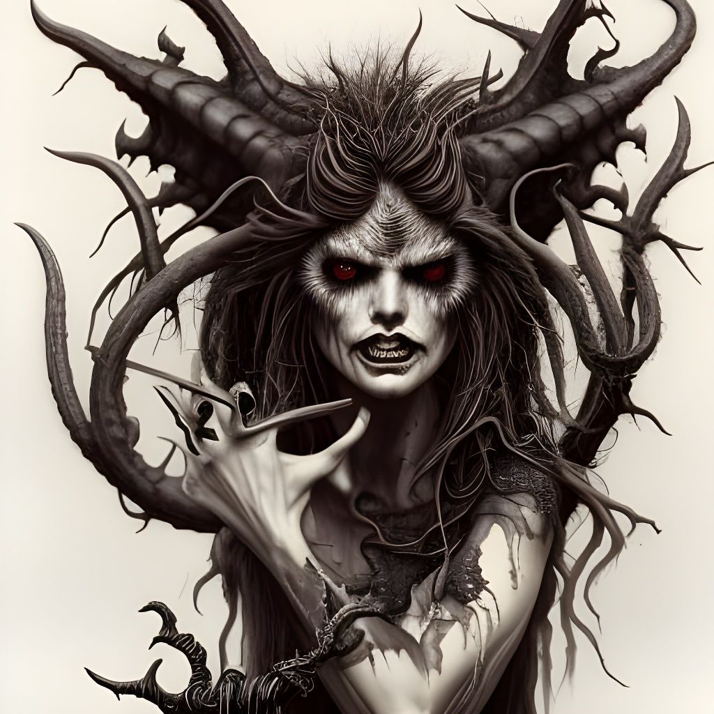 Demoness Witch Portrait in Intricate Detail