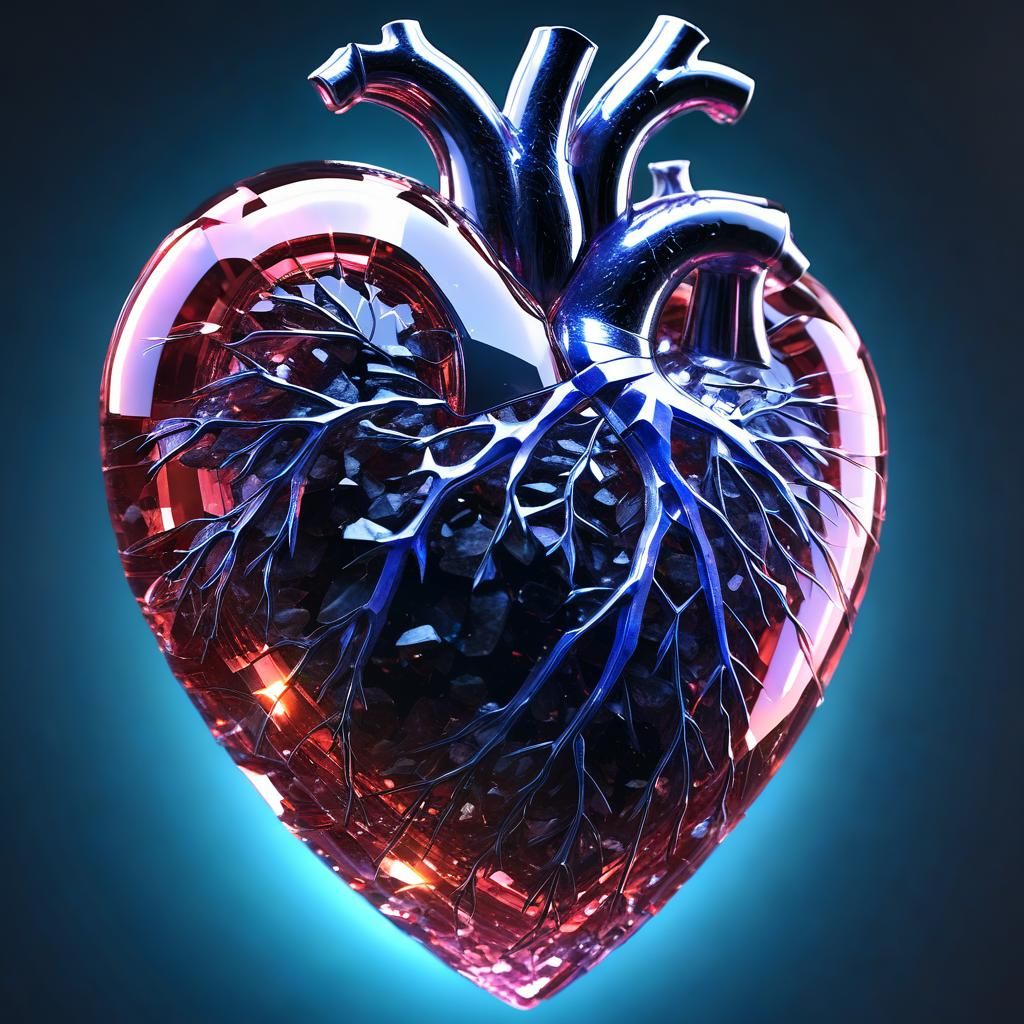 Crystal Heart in 3D Photorealistic Style