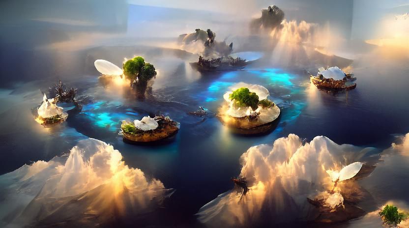 Ethereal Floating Islands Landscape