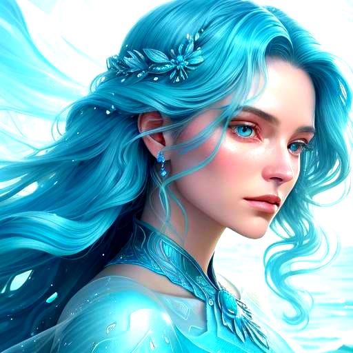 Aquamarine Woman: AI-Generated Portrait