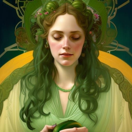 Pregnant Empress Tarot Card in Hyperdetailed Portrait