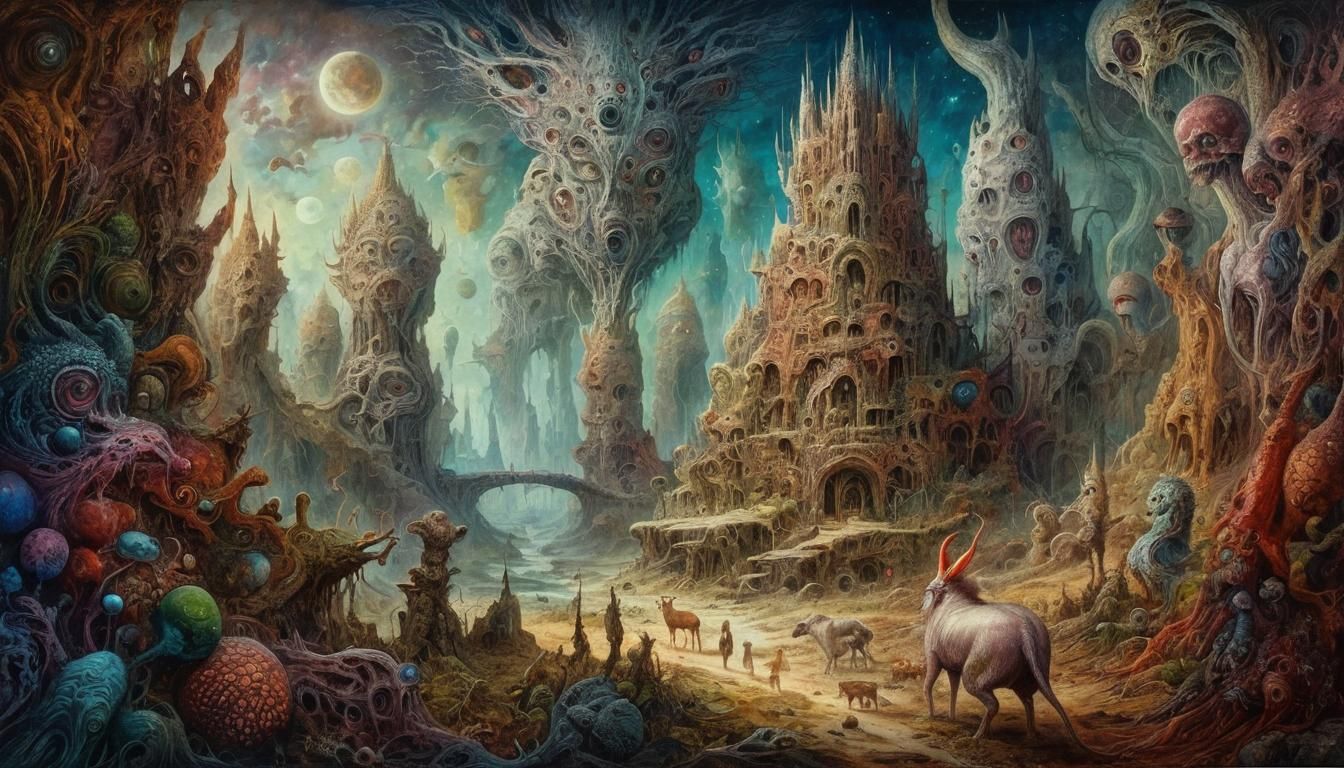 Surreal Landscape Painting in Alternate Universe