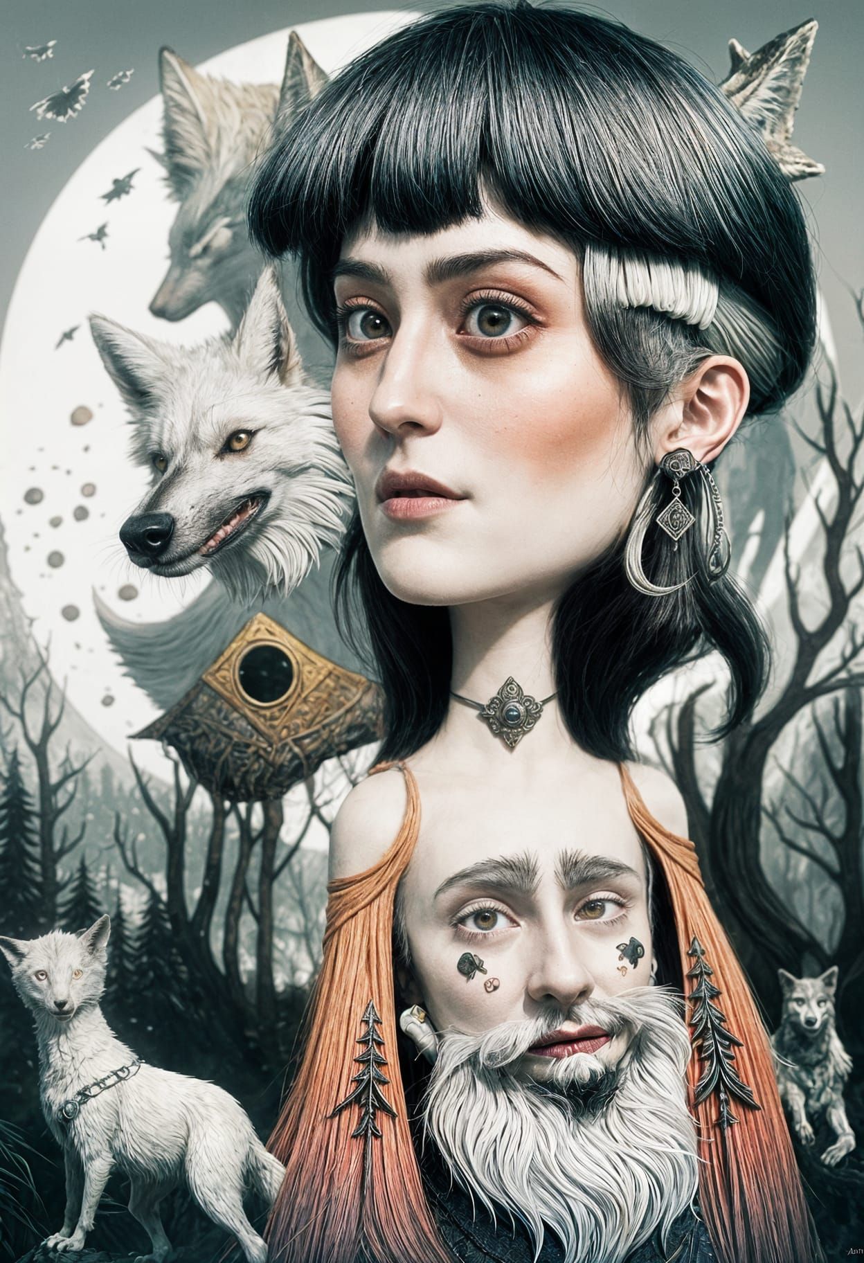 Lupine Infiltration in Whimsical Realism Style