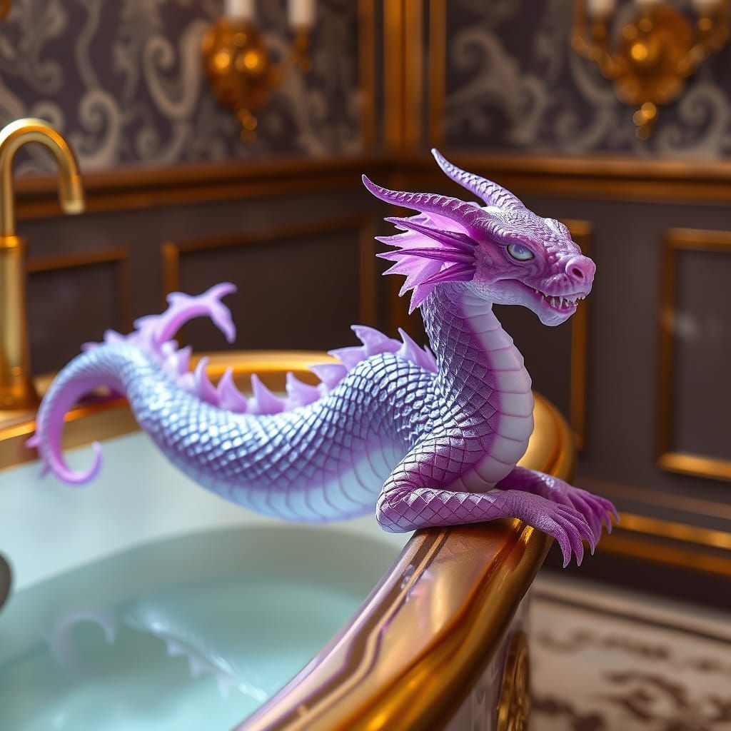 Lilac Soap Dragon in Opulent Bathroom