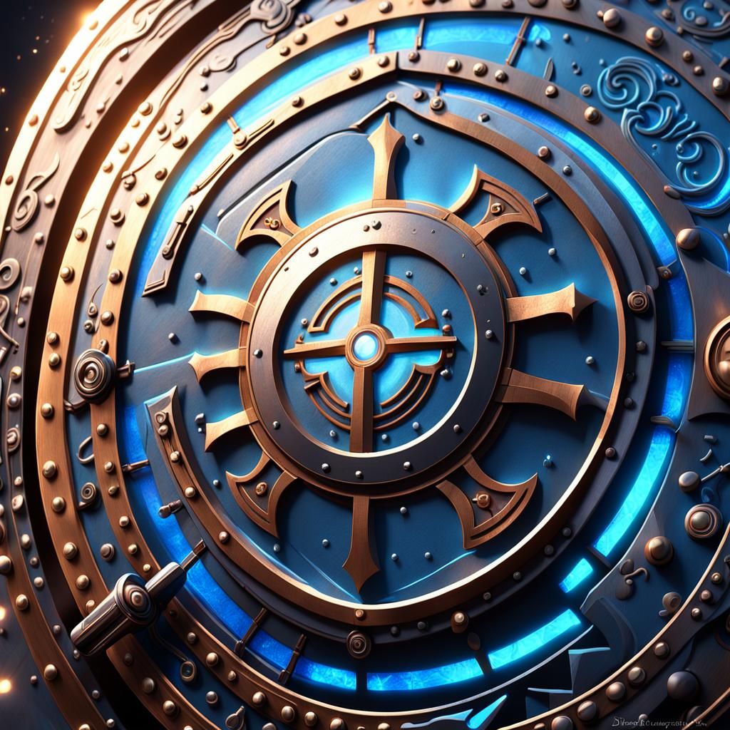 Heroic Figure Holds Shield in Pixar Style