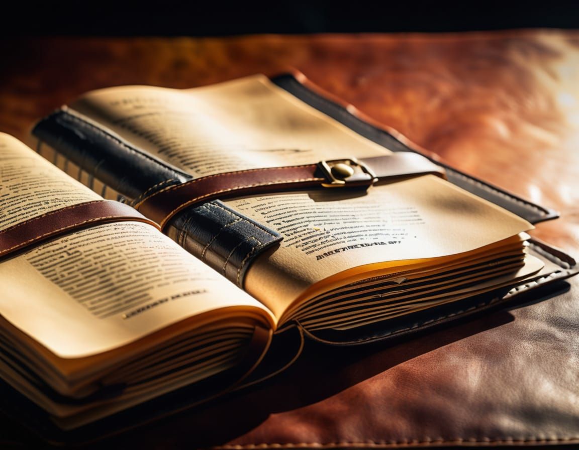 Hyper-Realistic Leather Travel Journal in Golden Light