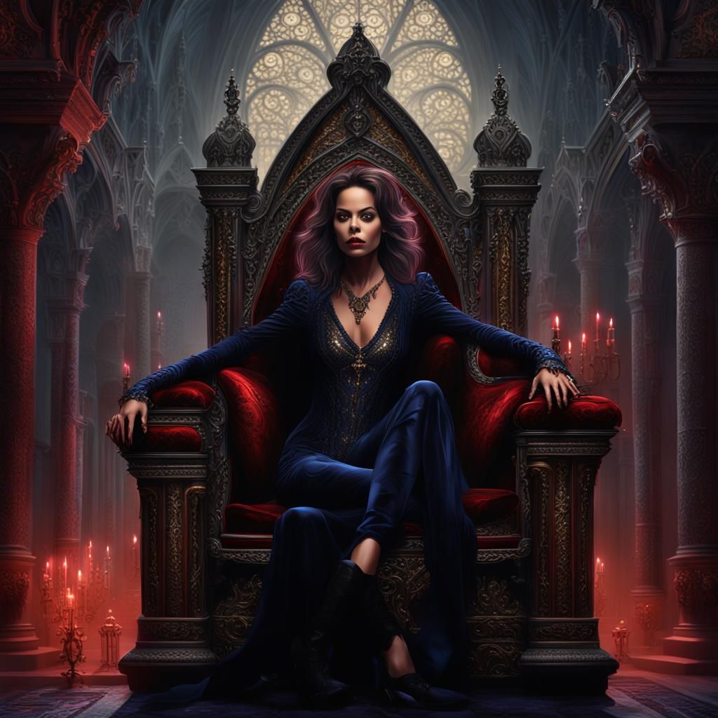 Brooke Burke as Vampire Queen in Gothic Throne Room