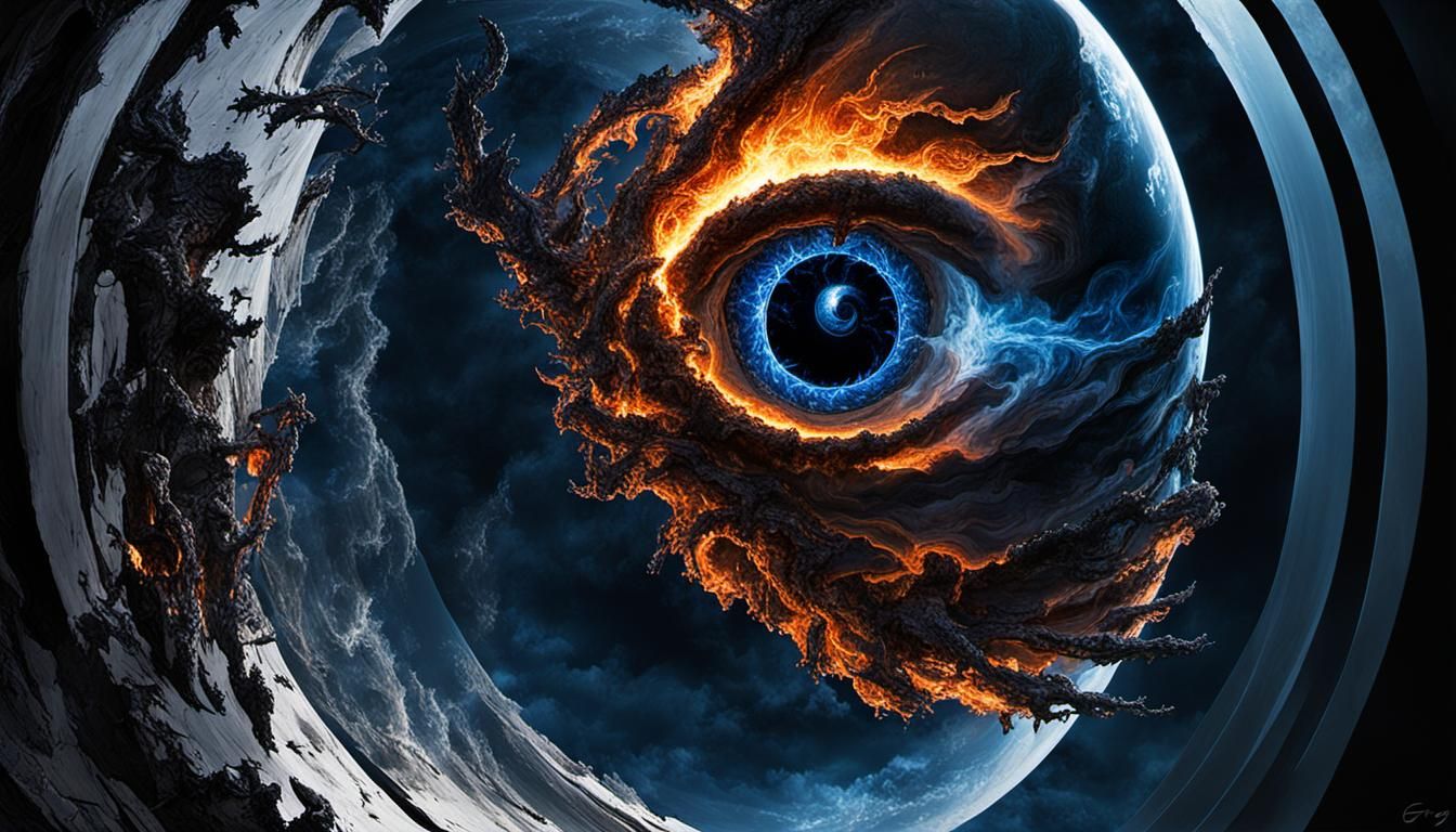 Blue Plasma Maelstrom Reflecting Good and Evil