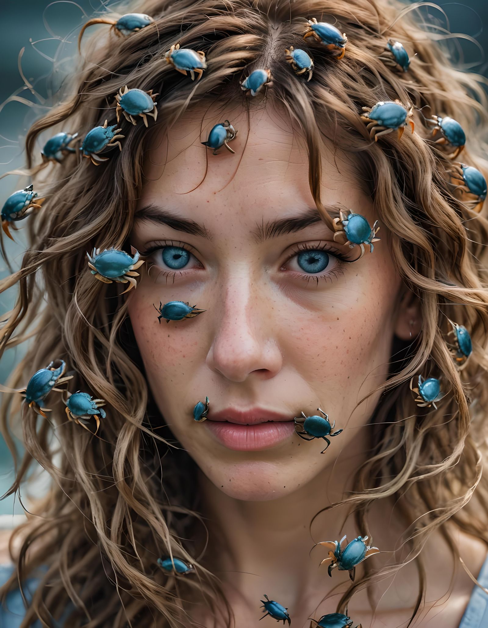 Woman's Hair Habitat for Blue Crabs: Portrait