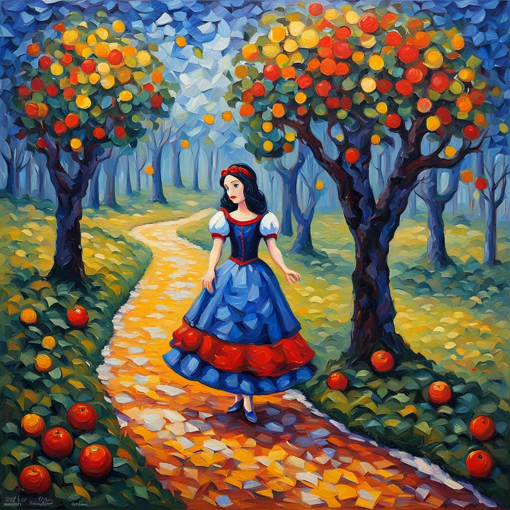 Snow White in Expressionist Impasto Style