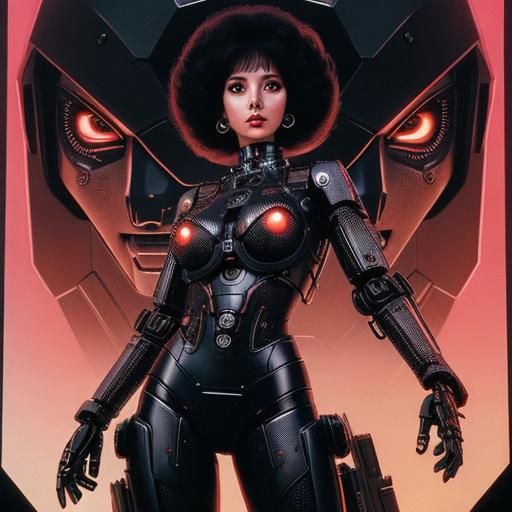 Woman with Robot Hands in Sci-Fi Horror Style