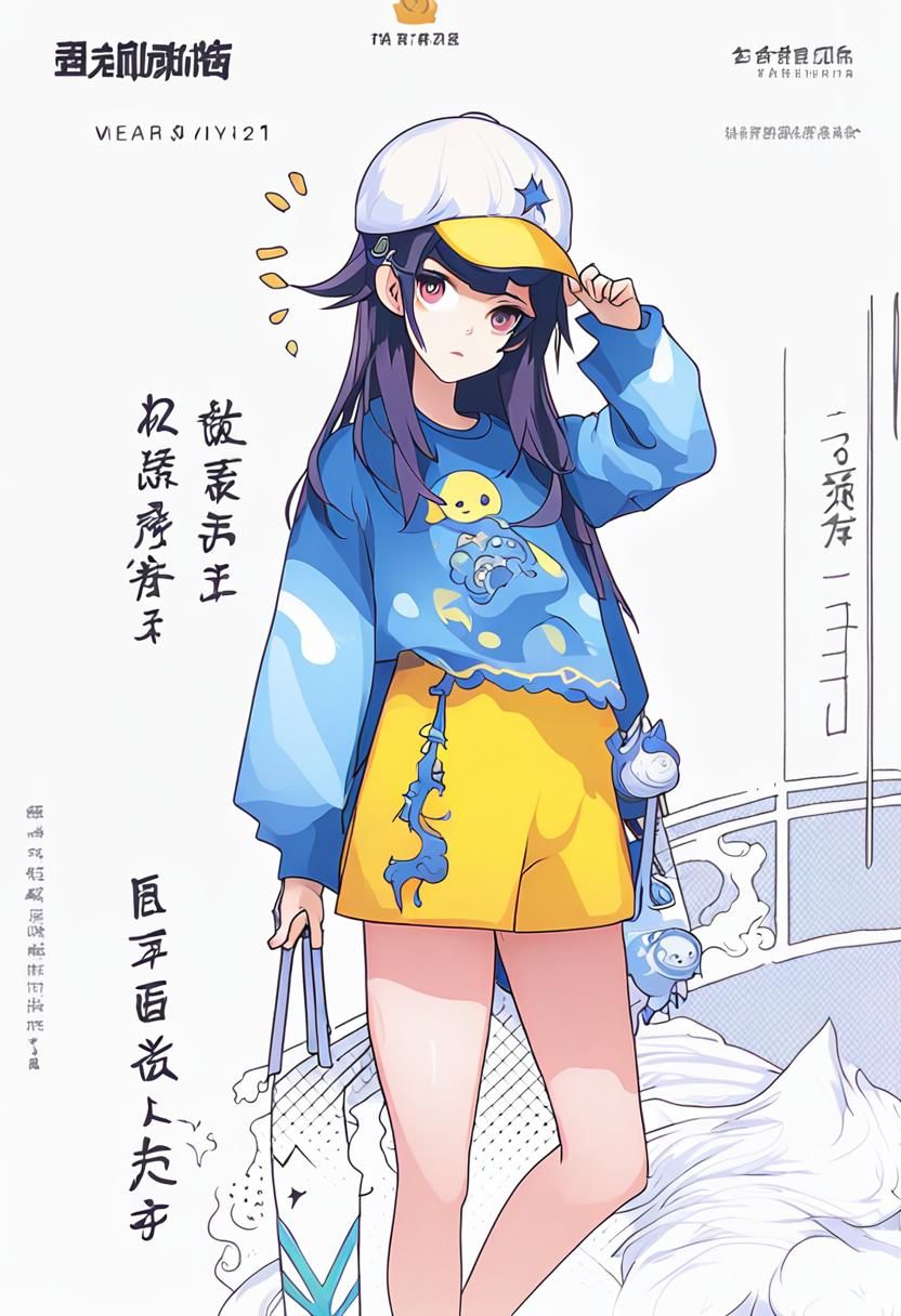 Anime Girl with White Hair in Yayoi Kusama Style