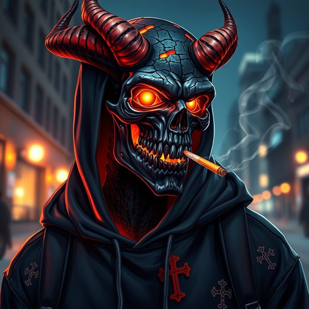 Demonic Humanoid with Lava Skin in Digital Illustration