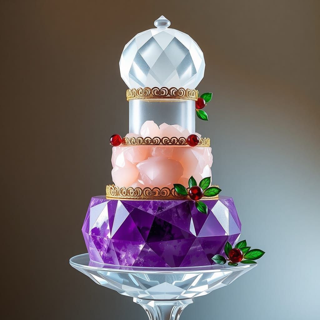Gemstone Cake with Gold Filigree in Art Nouveau Style