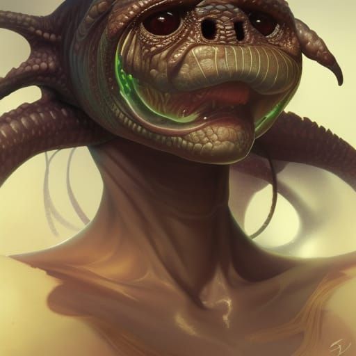 Demonic Alien Anaconda Portrait in Hyperdetailed Style