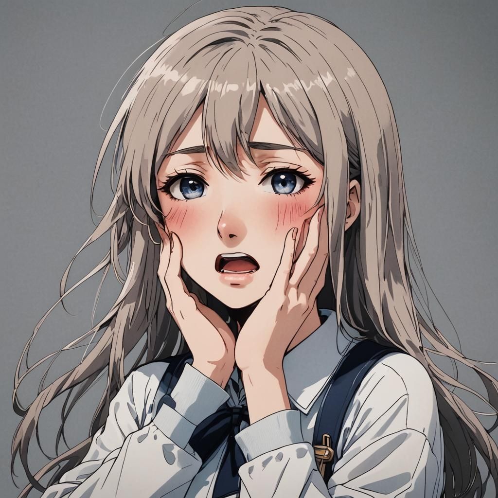 Emotional Anime Girl Floating in Air