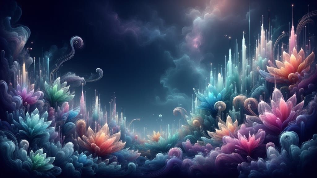 Ethereal Flora Blooms Under Nebula Sky