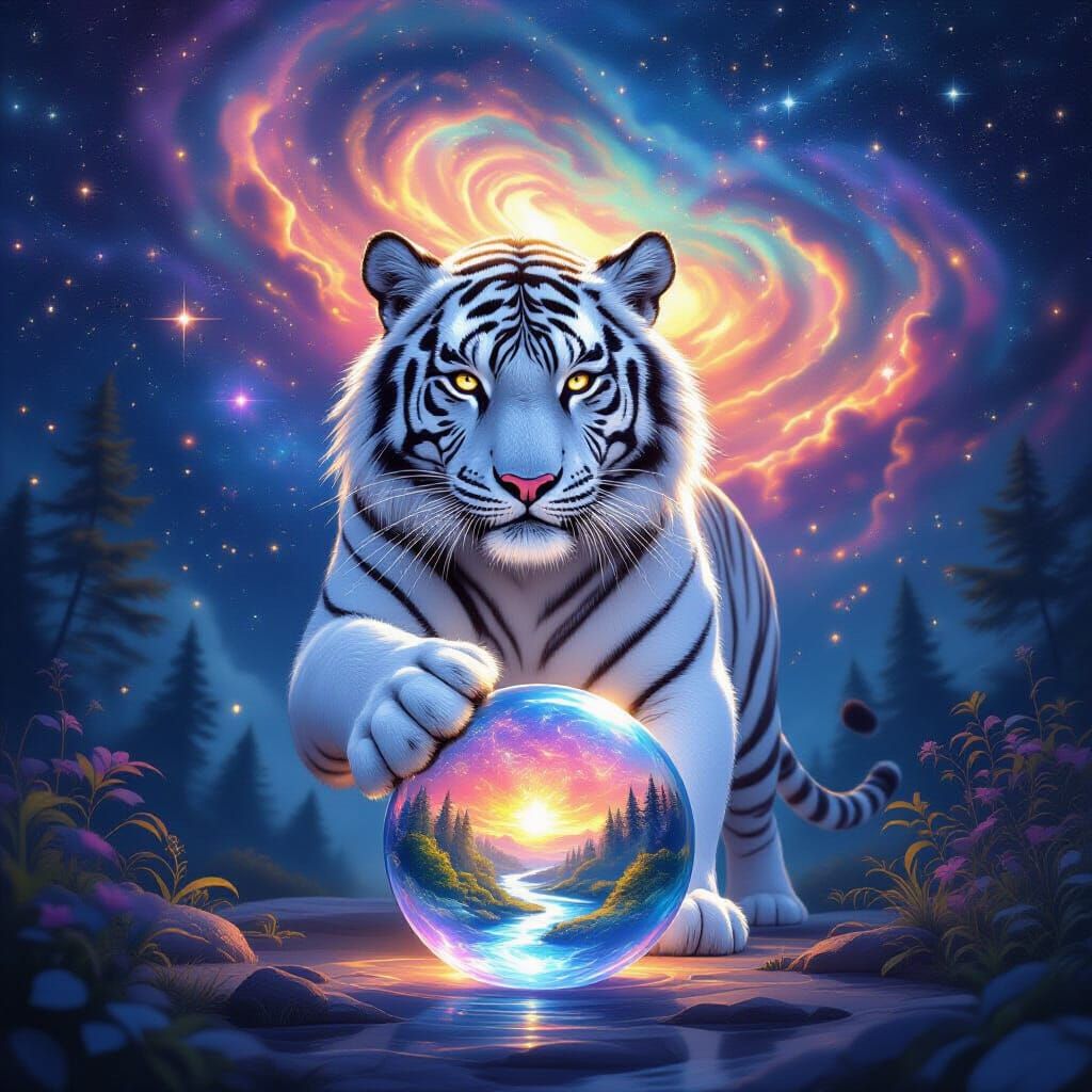 White Tiger Guardian of a Crystal World