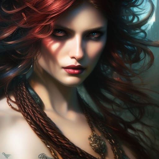 Ethereal Goth Portrait in Detailed Digital Art