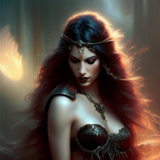 Ethereal Goth Portrait in Oil Painting Style