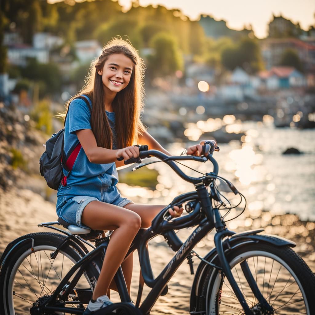 Beautiful 18-Year-Old Girl on Beach in Bikini