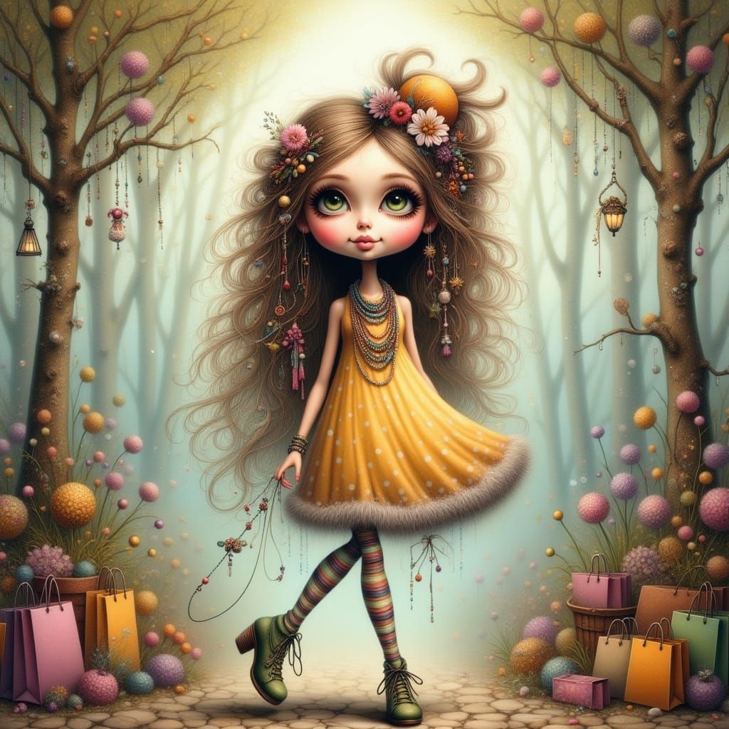 Child's Magical Forest Walk in Ethereal Style
