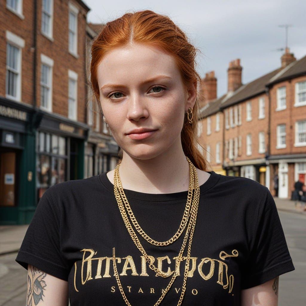 Young Woman in Hyperrealistic Gingerbread Style, Set in Hist...